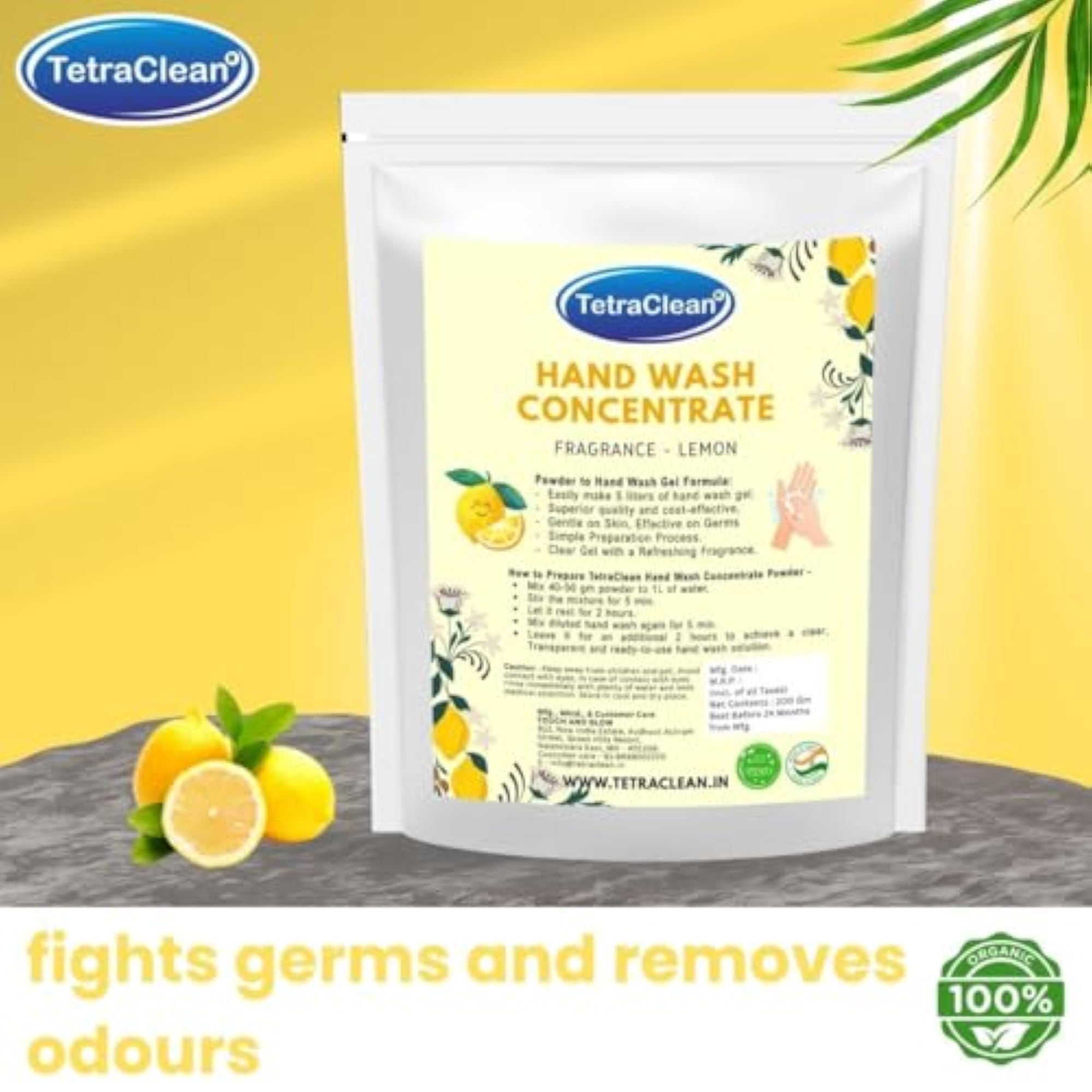 Hand Wash Concentrate Powder, 200g, Lemon Fragrance